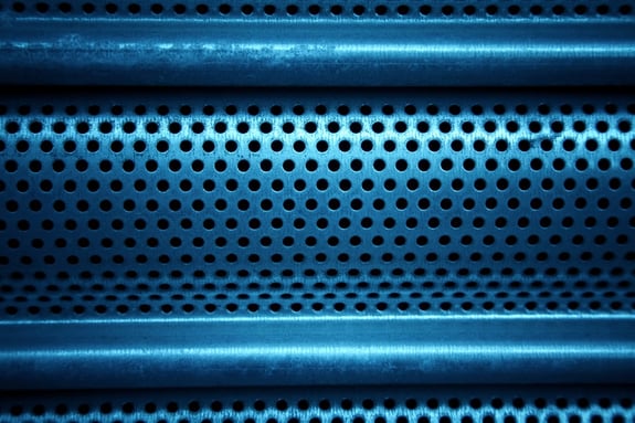 Blue metal grid closeup